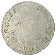 Монета 2 реала 1801 года Испания (аверс)