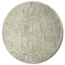 Монета 2 реала 1801 года Испания (реверс)