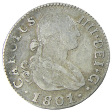 Монета 2 реала 1801 года Испания (аверс)