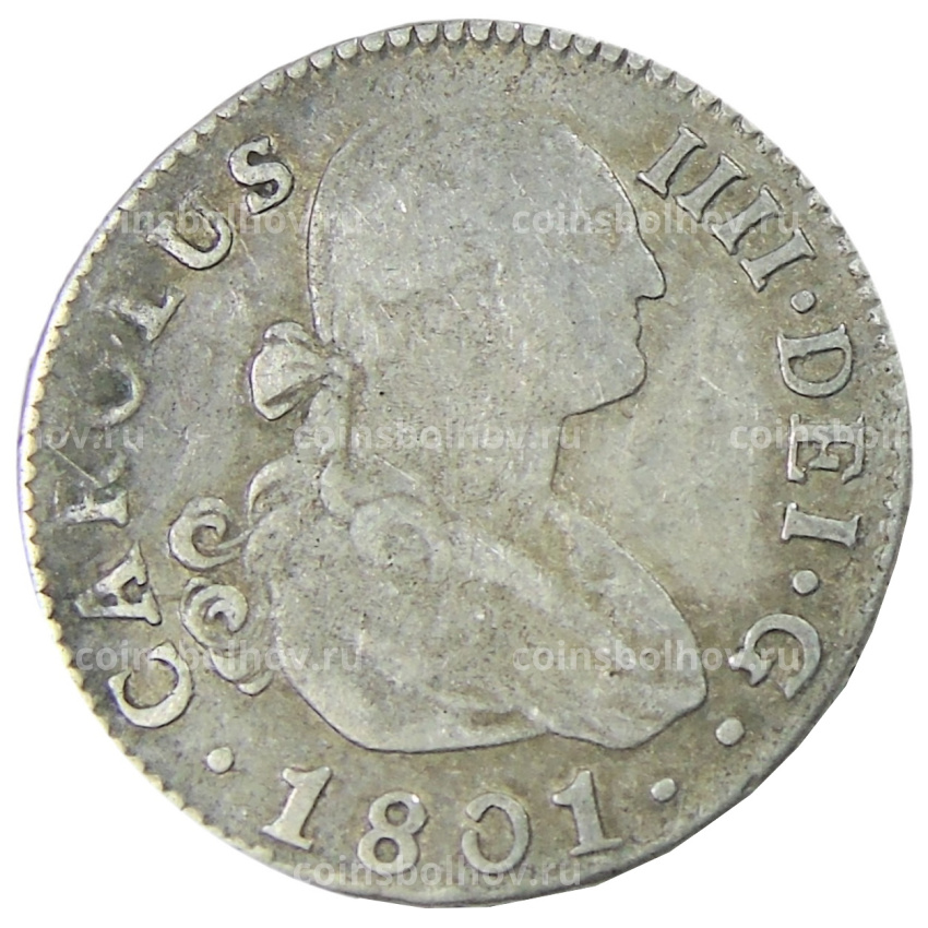 Монета 2 реала 1801 года Испания