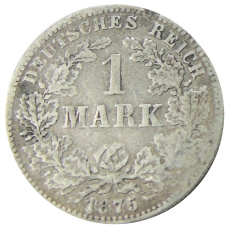 Монета 1 марка 1875 года J Германия (аверс)