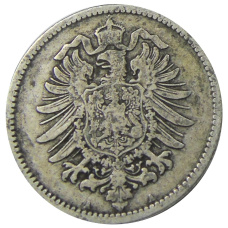 Монета 1 марка 1875 года A Германия (реверс)