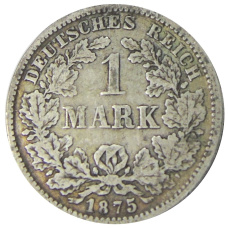 Монета 1 марка 1875 года F Германия (аверс)