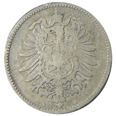Монета 1 марка 1876 года A Германия (реверс)