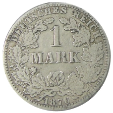 Монета 1 марка 1876 года A Германия (аверс)