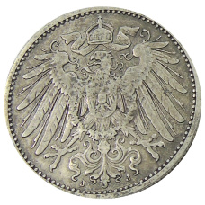 Монета 1 марка 1907 года J Германия (реверс)