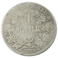 Монета 1 марка 1874 года D Германия (аверс)