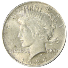 Монета 1 доллар 1924 года США (аверс)