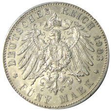 Монета 5 марок 1903 года E Германия (Саксония) (реверс)