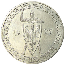 Монета 5 рейхсмарок 1925 года F Германия «Тысячелетие Рейнской области (Рейнланда)» (аверс)