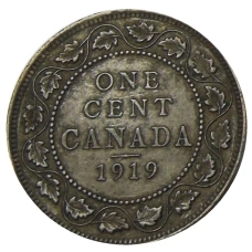 Монета 1 цент 1919 года Канада (аверс)