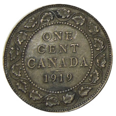 Монета 1 цент 1919 года Канада (аверс)