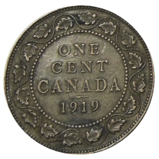 Монета 1 цент 1919 года Канада (аверс)