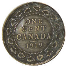 Монета 1 цент 1919 года Канада (аверс)