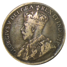 Монета 1 цент 1919 года Канада (реверс)