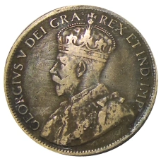 Монета 1 цент 1919 года Канада (реверс)