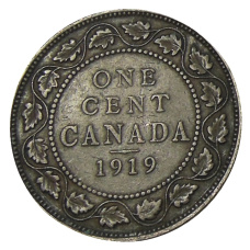 Монета 1 цент 1919 года Канада (аверс)