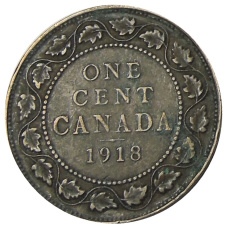 Монета 1 цент 1918 года Канада (аверс)