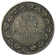 Монета 1 цент 1918 года Канада (аверс)