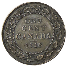 Монета 1 цент 1918 года Канада (аверс)