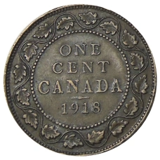 Монета 1 цент 1918 года Канада (аверс)