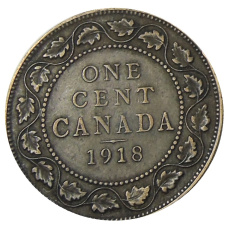 Монета 1 цент 1918 года Канада (аверс)