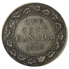 Монета 1 цент 1918 года Канада (аверс)