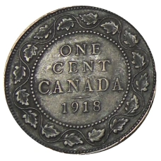 Монета 1 цент 1918 года Канада (аверс)
