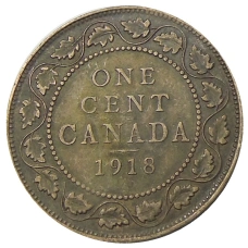 Монета 1 цент 1918 года Канада (аверс)