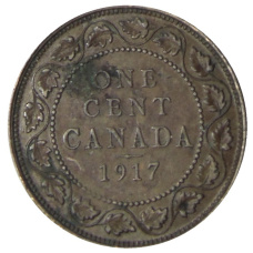 Монета 1 цент 1917 года Канада (аверс)