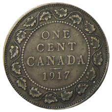Монета 1 цент 1917 года Канада (аверс)