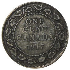 Монета 1 цент 1917 года Канада (аверс)