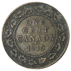 Монета 1 цент 1915 года Канада (аверс)