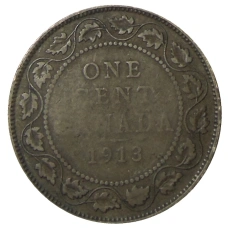 Монета 1 цент 1913 года Канада (аверс)