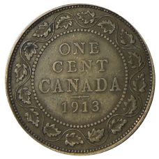 Монета 1 цент 1913 года Канада (аверс)