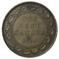 Монета 1 цент 1913 года Канада (аверс)