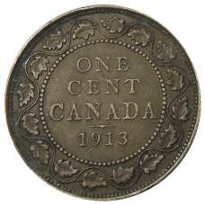 Монета 1 цент 1913 года Канада (аверс)