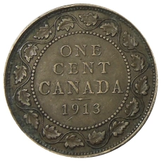 Монета 1 цент 1913 года Канада (аверс)