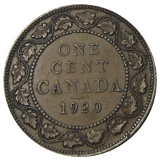 Монета 1 цент 1920 года Канада (аверс)