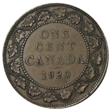Монета 1 цент 1920 года Канада (аверс)