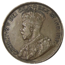 Монета 1 цент 1920 года Канада (реверс)