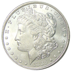 Монета 1 доллар 1885 года США «Доллар Моргана» (аверс)