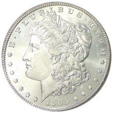 Монета 1 доллар 1885 года США «Доллар Моргана» (аверс)