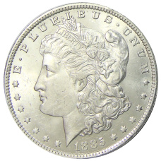 Монета 1 доллар 1885 года O США «Доллар Моргана» (аверс)