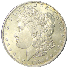 Монета 1 доллар 1884 года O США «Доллар Моргана» (аверс)