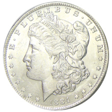Монета 1 доллар 1884 года O США «Доллар Моргана» (аверс)