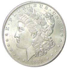 Монета 1 доллар 1884 года O США «Доллар Моргана» (аверс)