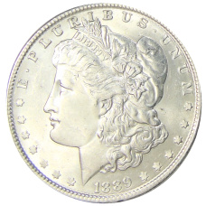 Монета 1 доллар 1889 года США «Доллар Моргана» (аверс)