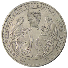 Монета 1 талер 1854 года Германские государства — Саксония «Смерть Короля Фридриха Августа II» (аверс)