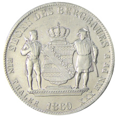 Монета 1 талер 1869 года В Германские государства — Саксония (аверс)